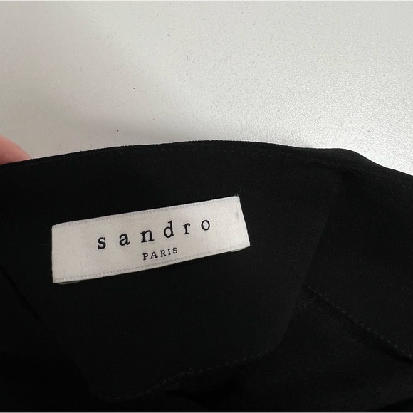 SANDRO Paris Priscilla Jumpsuit in Black Twist Back Chiffon Size US 2 - Picture 6 of 11